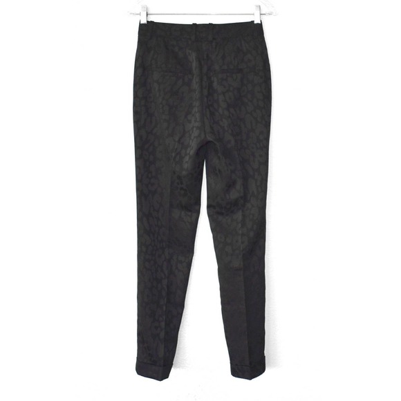 A8 Auth THE KOOPLES Black Animal Print Pattern Pintuck Slash Pockets Pants Sz 32 - Picture 2 of 6